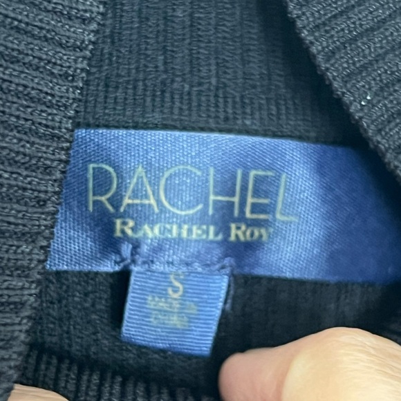 Rachel Roy Womens Cutout Pullover Black Sweater Ribbed Knit Small Preppy Noir - Picture 10 of 13